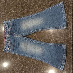 Levi Flare Jeans Girls, Size 2T with pink buttons and accents